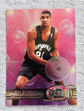 TIM DUNCAN 1997-98 METAL UNIVERSE ROOKIE RC SKYBOX NBA BASKETBALL CARD #66 SPURS. rookie card picture