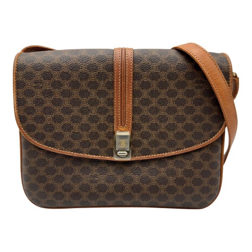 CELINE Macadam Shoulder Bag Brown PVC Leather Women's Classic