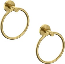 USHOWER 2 Pack Towel Ring Brushed Gold SUS304 Stainless Steel Hand Towel Holder