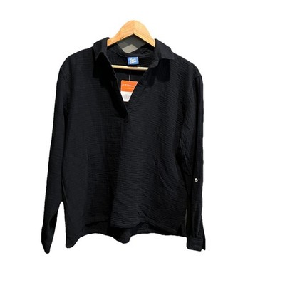Ripskirt Hawaii Black Cotton Long Sleeve Women's Guaze Shirt Top Size Medium