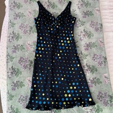 Vintage Express Y2K 2000s Polka Dot Retro Printed Midi Dress 🖤💙💚