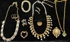 Vintage Gold Tone Rhinestone Quality Costume Jewelry Variety Lot Of 13 Pieces
