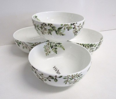 Mikasa Tivoli Green Bone China Fruit, Dessert Bowls - Set of 4 - NEW w/Stickers