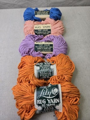 Lot Of (5) VTG Rare Lily Mills Rug Yarn Art241 Fast Color 70 Yards USA Multi-Col