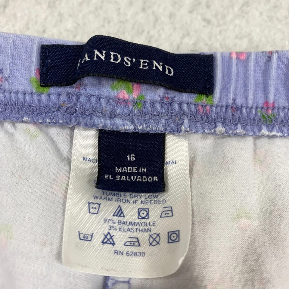 Lote de 3 Pantalones Lands' End Niñas Talla 16 Floral Pierna Recta Bolsillos Carga Foto 3 de 4