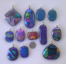 lot of 12 dichroic glass pendant fused hand made crafted