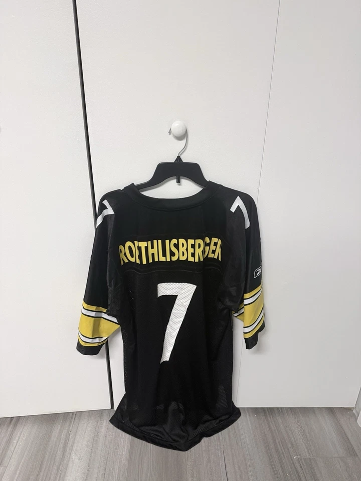 Camiseta deportiva negra para hombre Reebok NFL Ben Roethlisberger #7 Pittsburgh Steelers talla L Foto 2 de 4