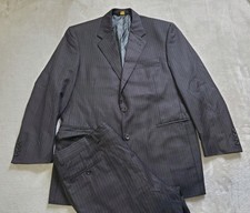 Jos a Bank Signature Gold Dark Grey Pinstripe 2 Piece Suit 42R Pants 36x30