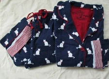 Pj Salvage The CATS PAJAMAS Flannel Pajama Set NAVY Blue Cotton Lg NWT