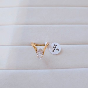Authentic 18K Gold Plated Marquise CZ Wishbone Solitaire Ring Size 8