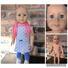 American Girl Doll Truly Me JLY #70 Bald Blue Eyes Heart Recess Ready Outfit