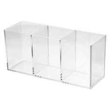 3 Compartments Clear Acrylic Pen Holder Pencil Holder Organizer Cup Transparent