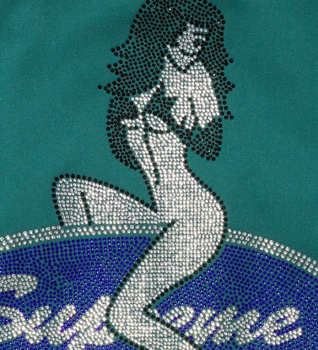 Supreme Rhinestone Pin Up S/S Work Shirt Work Green Size Medium