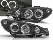 Faro proiettore Angel Eyes per peugeot 206 1998-2007 nero