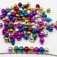 100 JINGLE BELLS Christmas Mixed Colors Beads Charms 6mm Decoration DIY Craft