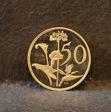 1985 South Africa 50 cents, native flowers, scarce proof mint: 9,859 KM-87
