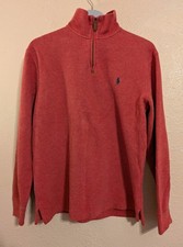 Polo By Ralph Lauren Quarter Zip Dark Salmon 100 Cotton Sweater Size M