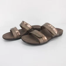 Vionic Shore Sandals Womens 9 Brown Bronze Slip-On Dual Strap Orthotic Shoes