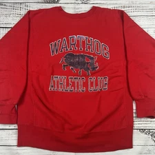 VTG Champion Reverse Weave Sweatshirt Red Mens XL Warthog Athletic Club 90s USA