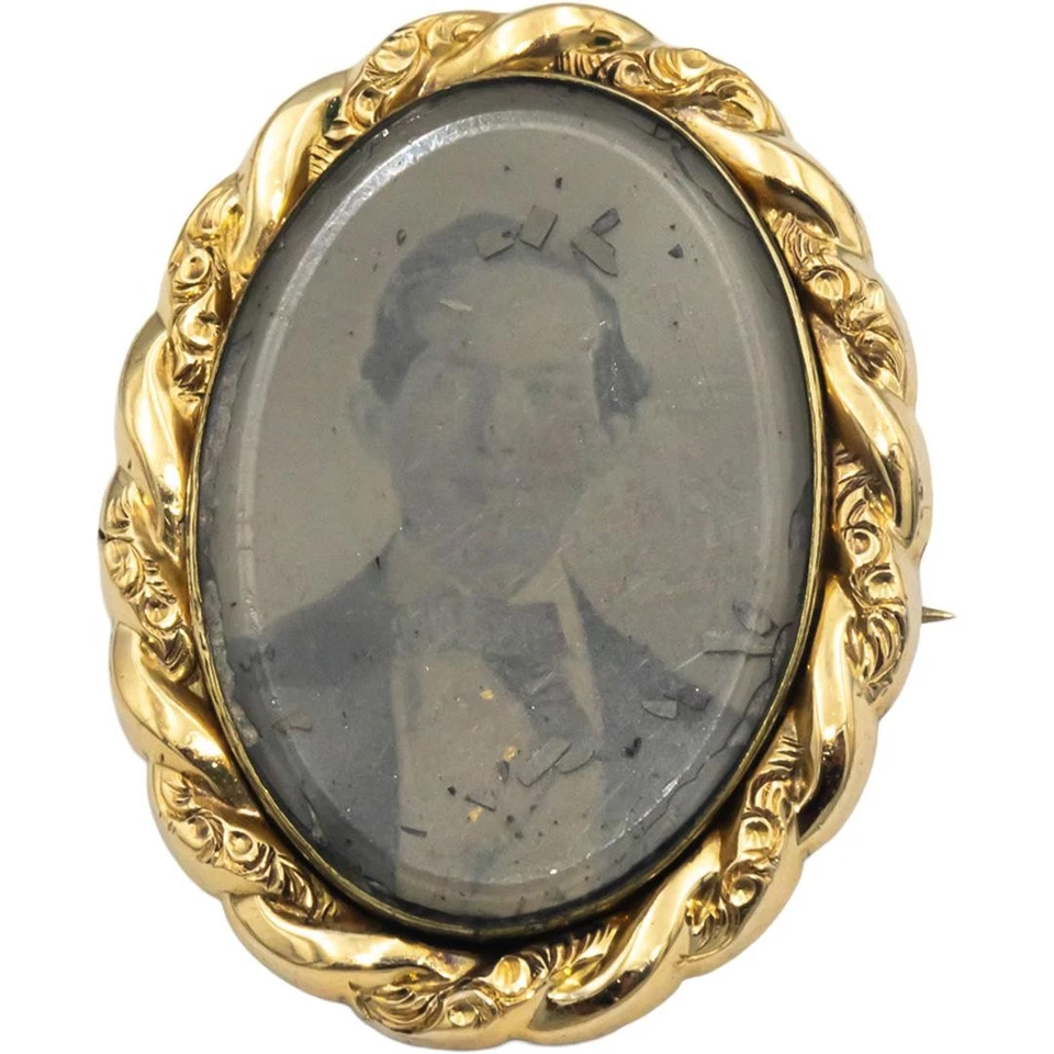 Vintage Antique 10k Yellow Gold Portrait Pin Brooch