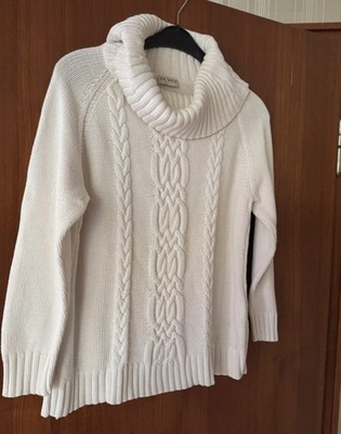 NP89 NEU Wert  VIA APPIA 46 xxl BW rollkragen-Pullover Pulli Zopfmuster weiß 44