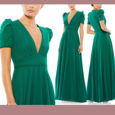 NWD IEENA Mac Duggal [ 18 ] 55681 Plunge Neck Cap Sleeve Gown Empress Green S967