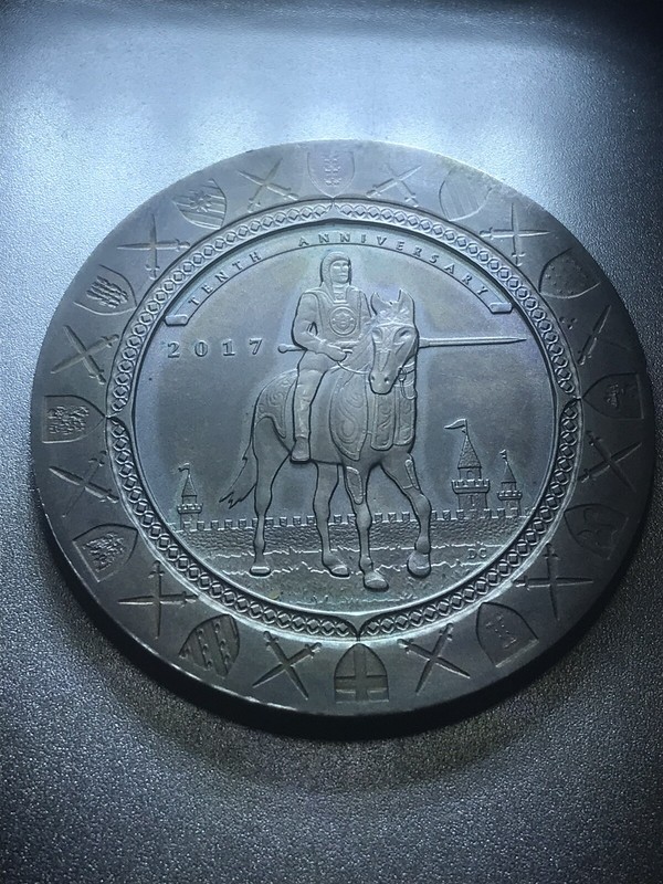 🔥DAN CARR 🔥LOW MINTAGE-34🔥 2017 KOTCT ANTIQUED TOKEN 51mm-2 OZ SILVER