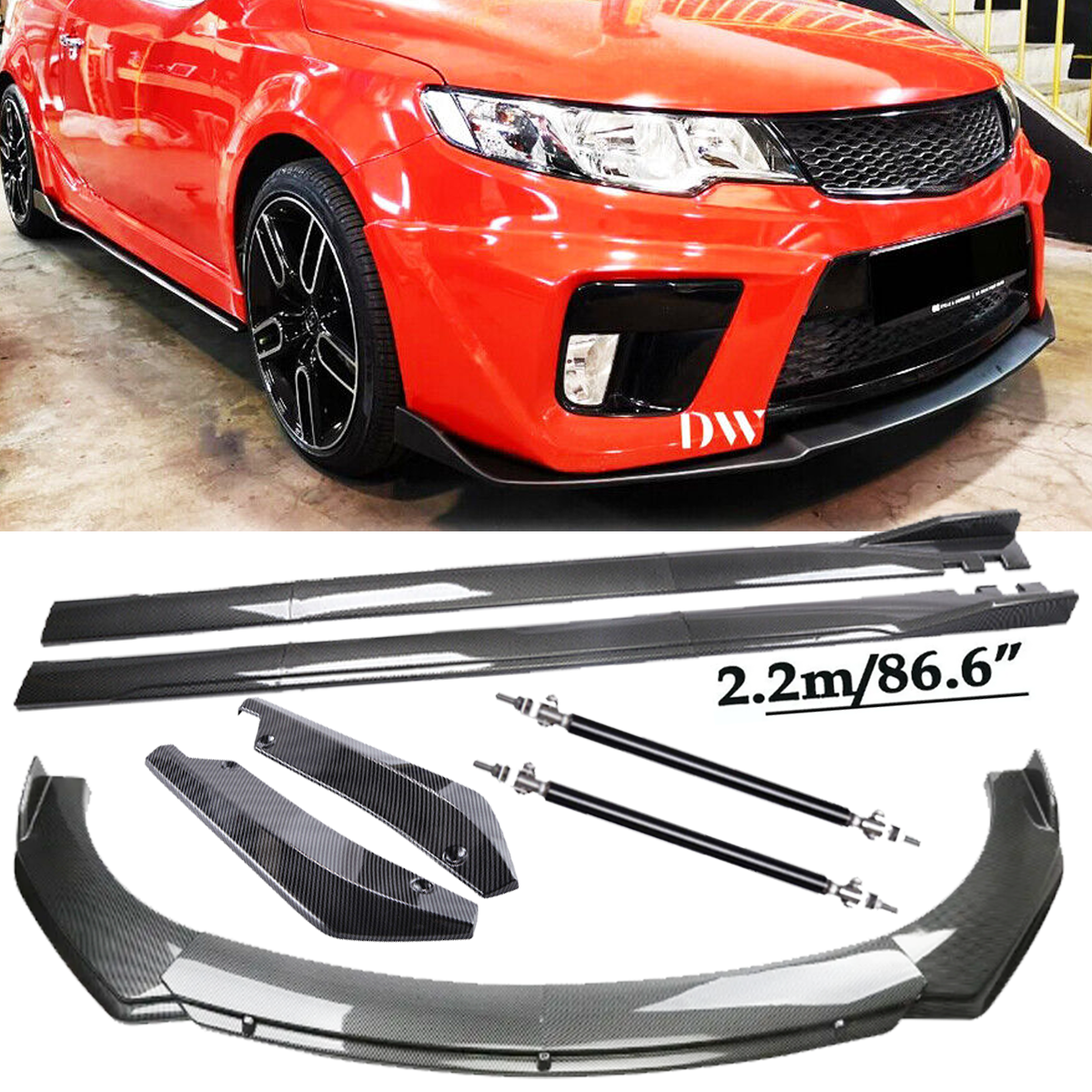 For Kia Forte Koup 2010-2017 Carbon Fiber Front Bumper Lip Spoiler