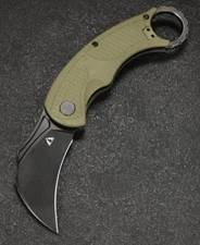 CMB Made Knives Falcon Knife 2.6" AUS-10 Steel Karambit Blade Green G10 Handle
