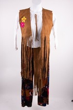 Peace Out Hippie Halloween Costume M 70s Bell bottoms Fringe Underwraps Womens