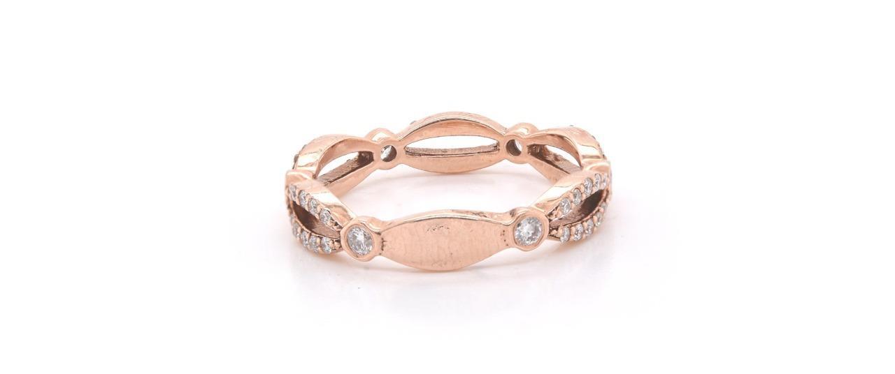 14k Rose Gold Diamond Stackable Anniversary Ring - image 4