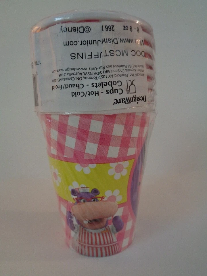 DOC MCSTUFFINS 1 PACK 8ct PAPER PARTY CUPS 9oz NEW, HOT OR COLD, MADE IN USA - Image 3 of 3