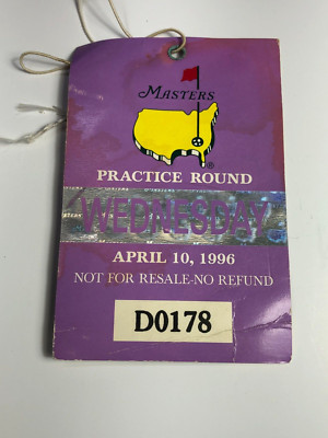 Tickets For Practice Rounds Masters Practice Round Ticket Wednesday April 10, 1996 | eBay