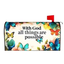 With God all things are posssible - Standard Size Mailbox Cover - 18" x 21"