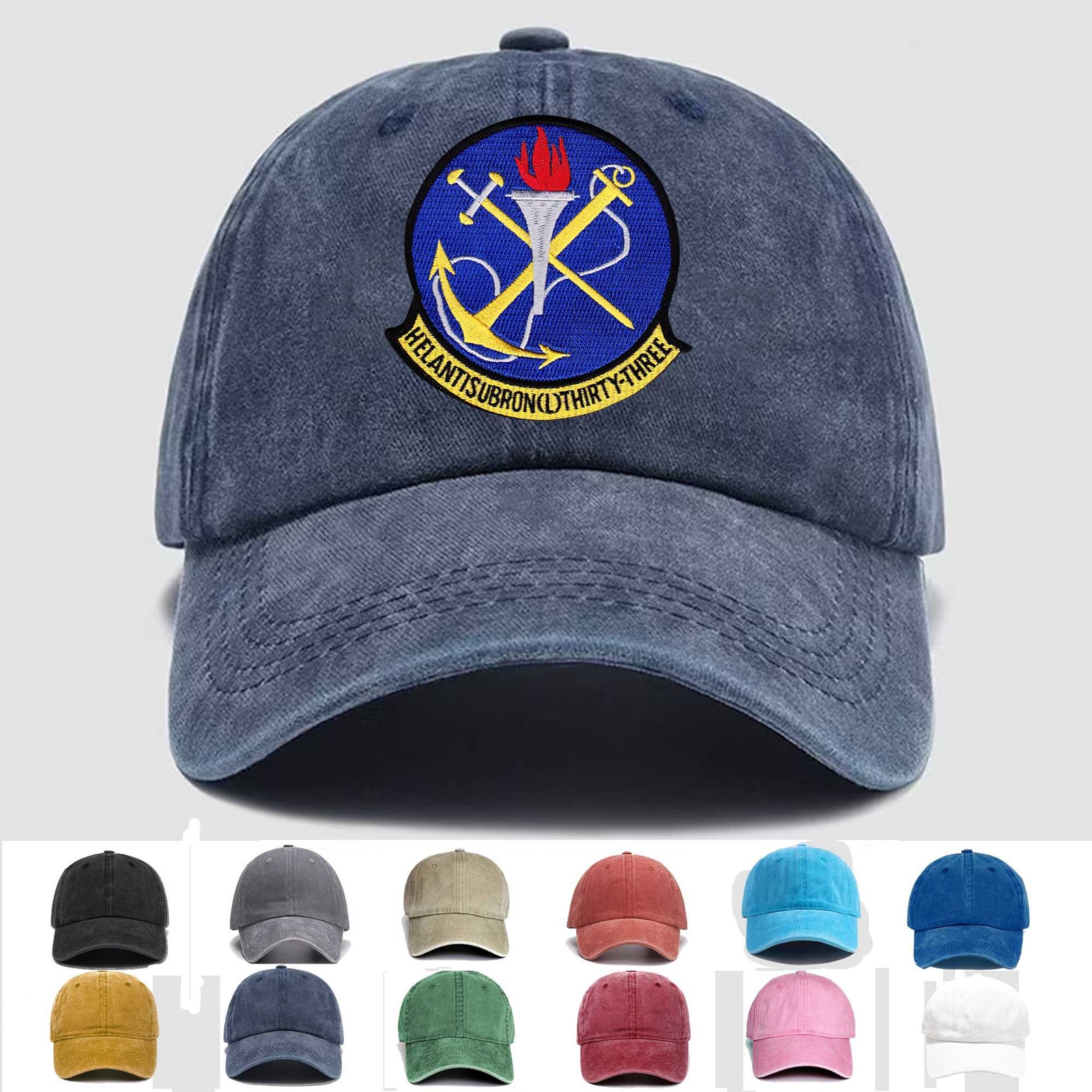 Custom Embroidered Hat HSL-33 Helicopter Anti-Submarine Squadron Light, Gift