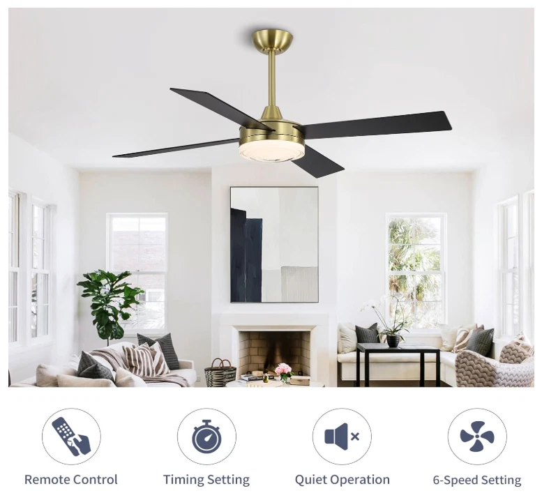 52 Inch DC Ceiling Fan with Lights and Remote, 3CCT, Modern Ceiling Fan with Rip - Image 3 of 4