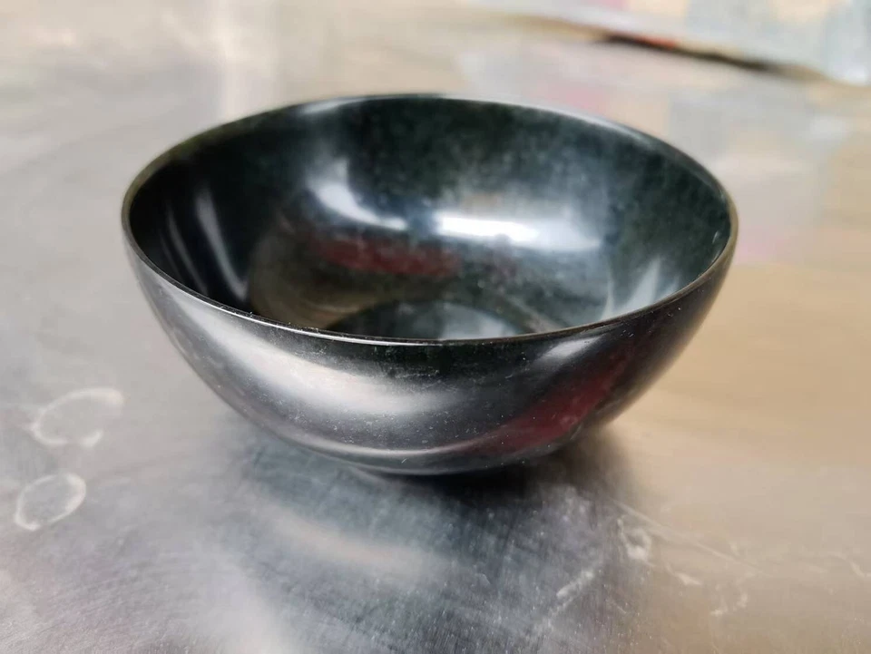 Китайская резьба по нефриту ручной работы, круглый край натуральная темная нефритовая чаша - Изображение 2 из 4