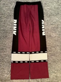 Victoria's Secret Pink Colorblock Boyfriend Pants Deep Ruby Black M Rare NIP