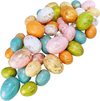 48 Pcs 6 Colors Foam Easter Eggs Assorted Pastel Gold Leaf Easter Eggs Decorativ