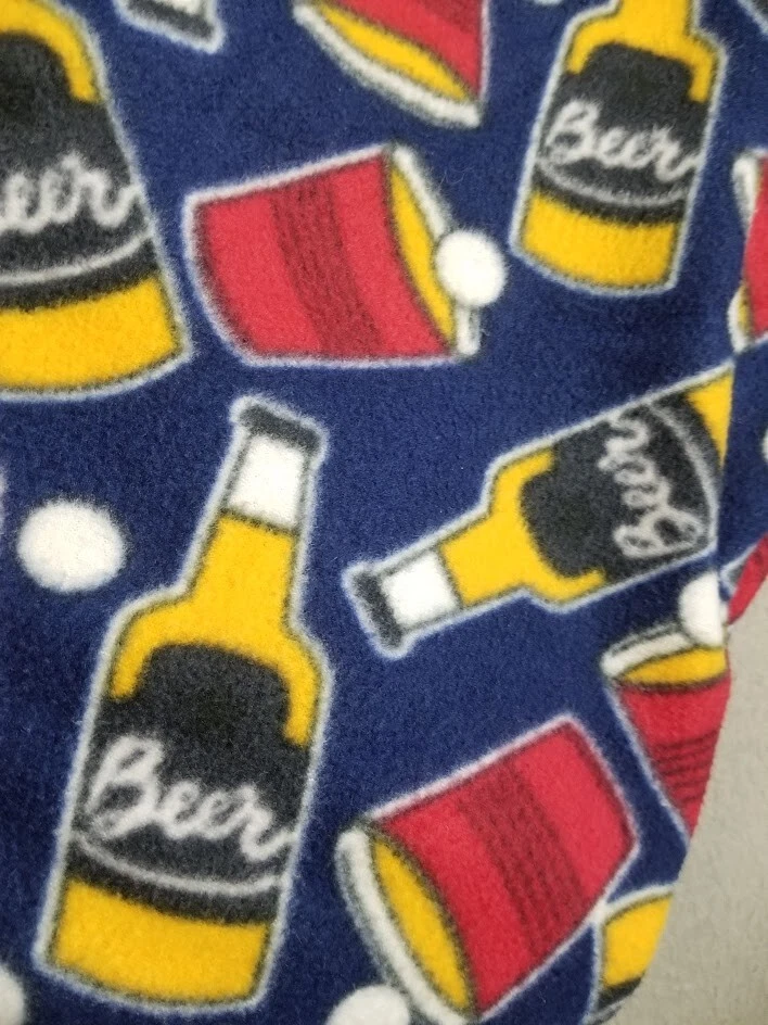 Red Solo Cup Pajama Pants Men L Blue Fleece Beer Pong Novelty Pjs Humor Frat - Image 2 of 4