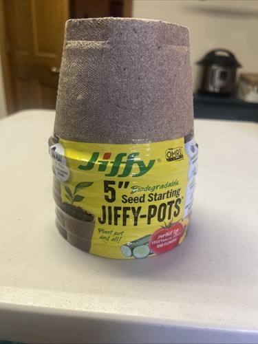 Jiffy 5" Diameter Organic Seed Starting Biodegradable Peat Pots, 6 Pack