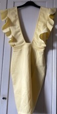 Pretty Little Thing Yellow Plunge Frill Dress Size 6