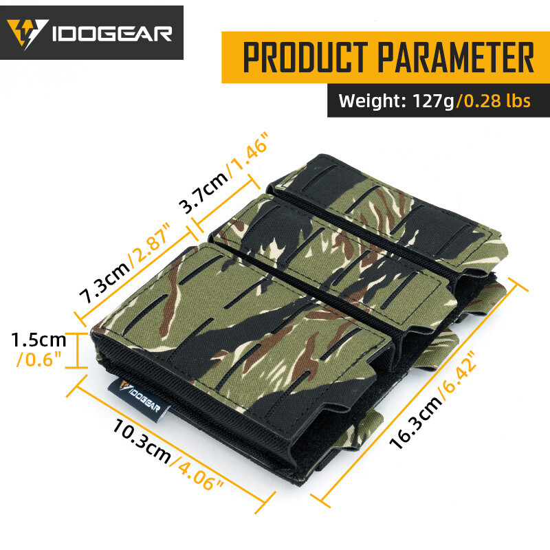 Porte-chargeur Tactique Triple IDOGEAR – Pour Chargeurs De Pistolet Mitrailleur – MOLLE