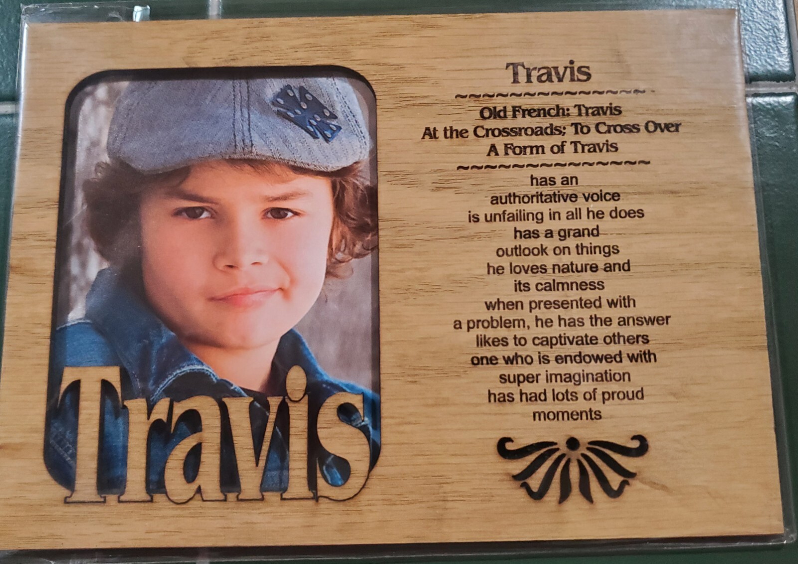 TRAVIS Engraved 5"X7" Wood Matte Photo Frame Meaning of Name NEW | eBay