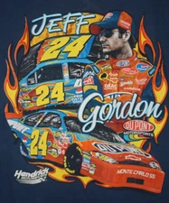 Vintage Jeff Gordon Nascar T Shirt Medium Mens Dupont Chase Authentics Blue 90s