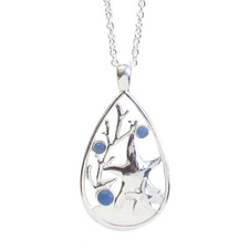 Sea Life Theme Seaglass Teardrop Pendant Necklace White Gold