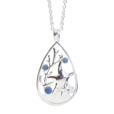 Sea Life Theme Seaglass Teardrop Pendant Necklace White Gold
