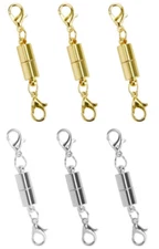 6pc Gold and Silver Tone Magnetic Lobster Clasp for Jewelry Necklace Color