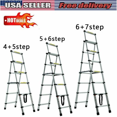 A-frame Household Step Ladder Folding Telescopic Ladder Multi-Purpose Aluminium