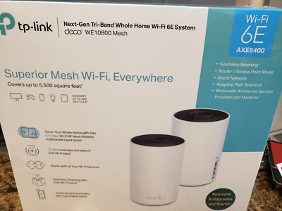 TP-Link Deco WE10800(2-pack) Wi-Fi 6E Whole Home Mesh Routers, 6 Ghz Band,
